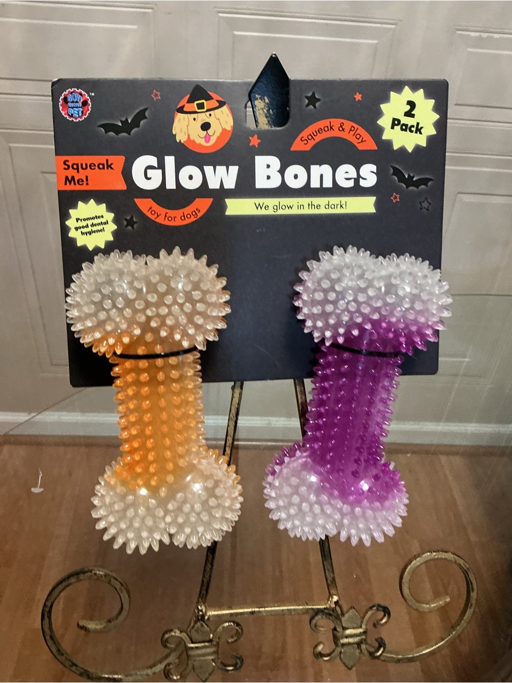 Halloween Glow Bones For Dogs Squeak & Play 2 Pack 6”  dog toy toys bone